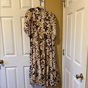 TCEC Brown Floral Long Sleeve Dress